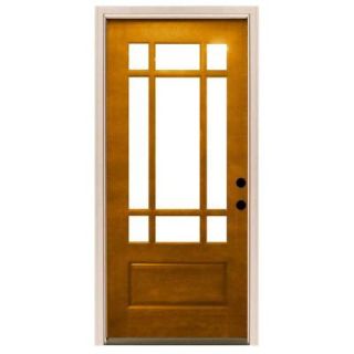 Steves & Sons 36 in. x 80 in. Craftsman 9 Lite Stained Mahogany Wood Prehung Front Door M3109 6 AW WJ 6LH