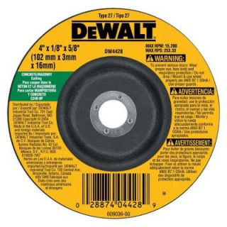 DEWALT 4 in. x 1/8 in. x 5/8 in. Concrete/Masonry Cutting Wheel DW4428