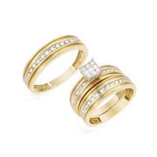 14k Two tone Gold 1/2ct TDW Diamond Matching His and Hers Wedding Ring