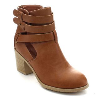 Wild Diva Jess 23 Womens Strappy Side Cut Out Chunky Ankle Boots
