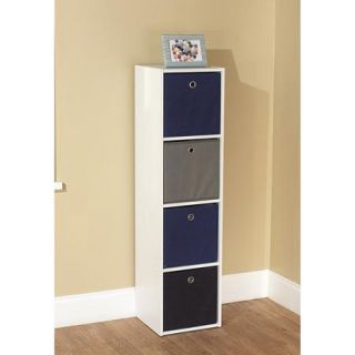 Utility Bookcase Tower with 4 Fabric Bins, Multiple Colors