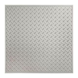 Fasade Diamond Plate   2 ft. x 2 ft. Revealed Edge Lay in Ceiling Tile in Argent Silver L66 09