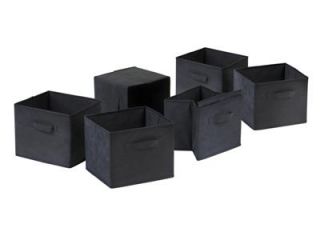 Winsome Capri Set of 6 Foldable Black Fabric Baskets in Black   22611