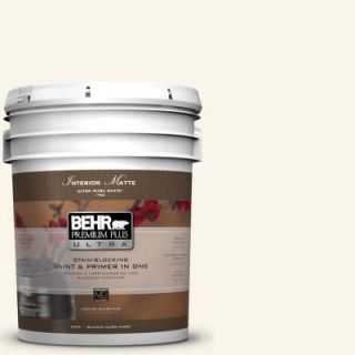 BEHR Premium Plus Ultra 5 gal. #OR W15 Sleek White Matte Interior Paint 175005
