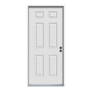 JELD WEN 6 Panel Insulating Core Left Hand Inswing Primed Steel Prehung Entry Door (Common: 32 in x 80 in; Actual: 33.5 in x 81.75 in)