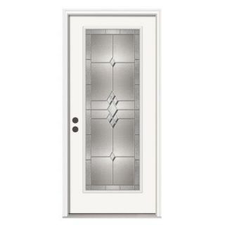 JELD WEN 36 in. x 80 in. Kingston Full Lite Primed Premium Steel Prehung Front Door with Brickmould THDJW166700607