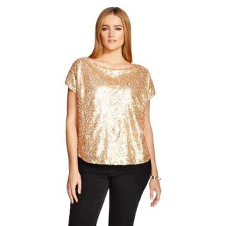 Womens Plus Size All Over Sequin Woven Tee   WD·NY