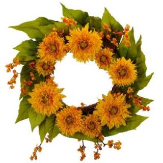 Nearly Natural 22.0 in. H Yellow Golden Sunflower Wreath 4904