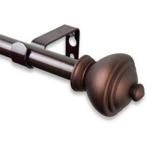 Rod Desyne 84 in.   120 in. Telescoping 5/8 in. Curtain Rod Kit in Cocoa with Savannah Finial 5707 847