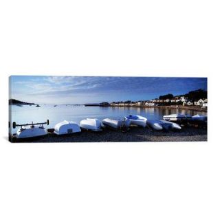 iCanvas Panoramic Boats on the Beach, Instow, North Devon, Devon, England Photographic Print on Canvas