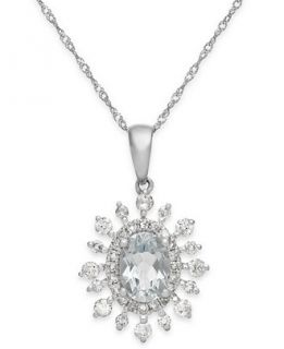 Aquamarine (5/8 ct. t.w.) and Diamond (3/8 ct. t.w.) Pendant Necklace