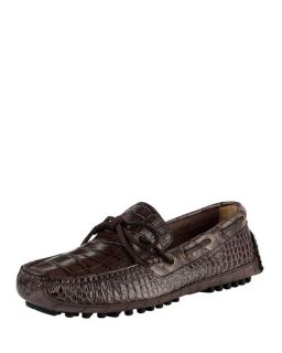 Cole Haan Grant Canoe Reptile Texture Driver, Chestnut