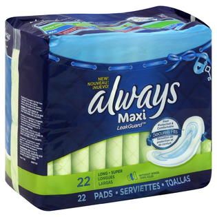 Always Pads, Maxi, Without Wings, Long, Super, 22 pads   Health