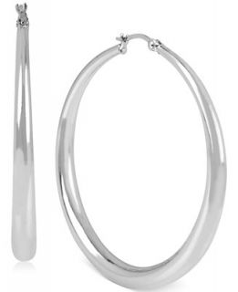 Touch of Silver Graduated 45MM Hoop Earrings in Silver Plated Brass