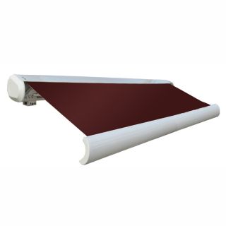 Awntech 96 in Wide x 84 in Projection Burgundy Solid Slope Patio Retractable Manual Awning