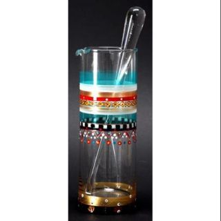 Mosaic Carnival Confetti Hand Painted Martini Pitcher with Stirring Rod   40 Oz.