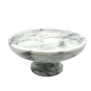 Creative Home 10 in. x 10 in. x 4.375 in. Fruit Bowl on Pedestal in White Marble 74754