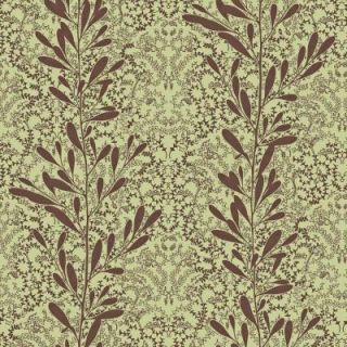The Wallpaper Company 8 in. x 10 in. Brown and Green Modern Leaf Stripe on a Modern Lace Damask Wallpaper Sample WC1280616S
