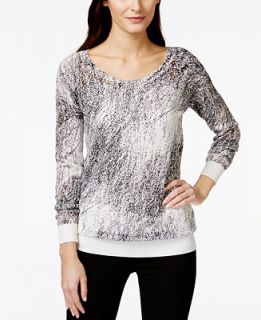 Calvin Klein Jeans Printed Perforated Pullover Sweater   Sweaters
