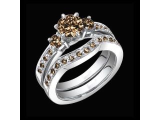 champagne diamond engagement ring & band set 3.80 ct.