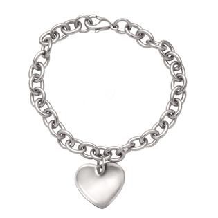 Heart Tag Rolo 7 1/²in Bracelet Stainless Steel   Jewelry   Bracelets
