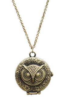 Owl Pocket Watch Necklace  Mod Retro Vintage Necklaces