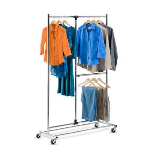 Honey Can Do Dual Bar Adjustable Garment Rack in Chrome