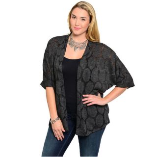 Shop The Trends Womens Plus Size Semi sheer Polka Dotted Cardigan