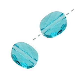 Swarovski Crystal, #5051 Oval Mini Beads 10mm, 2 Pieces, Lt Turquoise