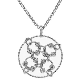 La Preciosa Sterling Silver Diamond Cut Beaded Circle Necklace