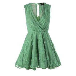 AX Paris   Women’s Wrap V Front Lace Kickout Green Dress   Online