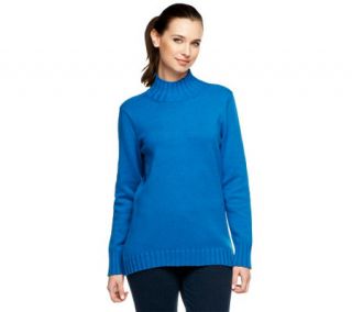 As Is Denim & Co. Essentials Mock Sweater with Hi Low Hem —