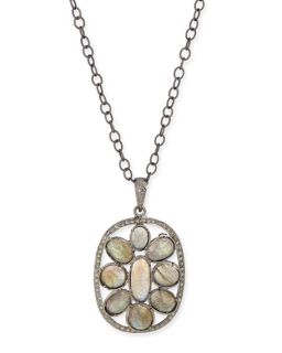 Siena Jewelry Silver Labradorite & Diamond Mandala Pendant Necklace