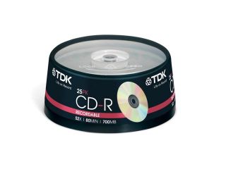 TDK CD R 80 Spindle 25 CDR recordable discs cd r 80min blank media