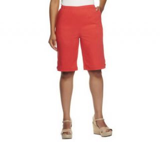 Denim & Co. Classic Waist Side Lace Up Bermuda Shorts with Pockets —