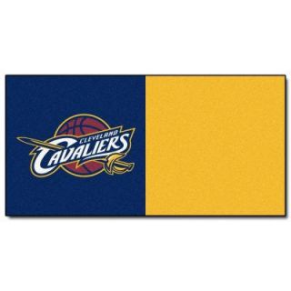 FANMATS NBA   Cleveland Cavaliers Blue and Yellow Pattern 18 in. x 18 in. Carpet Tile (20 Tiles/Case) 9236