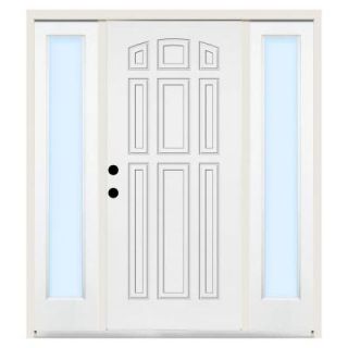 Steves & Sons 72 in. x 80 in. 9 Panel Right Hand Primed Steel Prehung Front Door w/ 16 in. Clear Glass Sidelite and 6 in. Wall ST90 PR S16CL 6RH