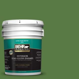 BEHR Premium Plus 5 gal. #S H 430 Mossy Green Semi Gloss Enamel Exterior Paint 534005