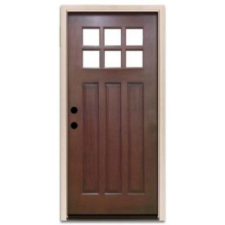 Steves & Sons 36 in. x 80 in. Craftsman 6 Lite Stained Mahogany Wood Prehung Front Door M3306 6 CT WJ 4IRH