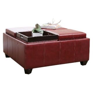 Abbeyson Living Vincent Leather Square Ottoman With 4 Trays