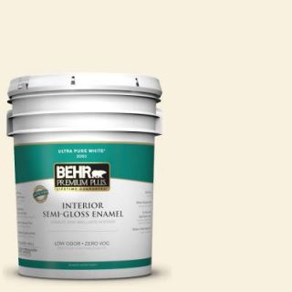 BEHR Premium Plus 5 gal. #340C 1 Powder Sand Zero VOC Semi Gloss Enamel Interior Paint 305005
