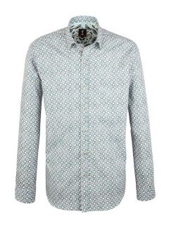 1 like no other Pattern Classic Fit Classic Collar Shirt Aqua