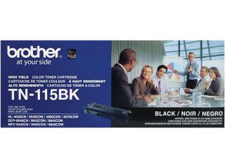 Brother TN 115BK Toner Cartridge 5,000 Page Yield; Black