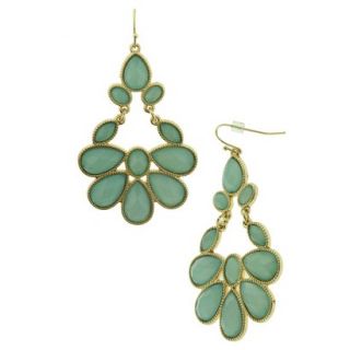 Womens Dangle Earrings with Acrylic Stones   Gold/Green