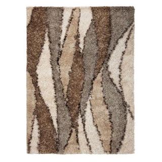 Kas Rugs Shag Finesse 3 Ivory/Grey 3 ft. 3 in. x 5 ft. 3 in. Area Rug OPT110333X53