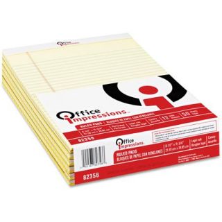 Office Impressions Perforated Ruled Pads, 12pk, Canary