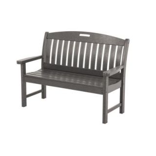 POLYWOOD Nautical 48 in. Slate Grey Patio Bench NB48GY