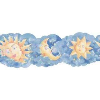 The Wallpaper Company 8 in. x 10 in. Blue and Yellow Novelty Celestial Border Sample WC1282826S