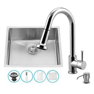 Vigo All in One Undermount Stainless Steel 23 in. 0 Hole Single Bowl Kitchen Sink in Chrome VG15218