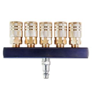 Primefit 1/4 in. 5 Way Air Manifold with Brass Couplers M14025 7